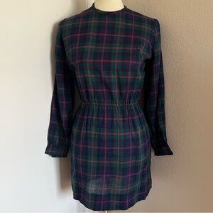 Plaid Green Long Sleeve Dress
